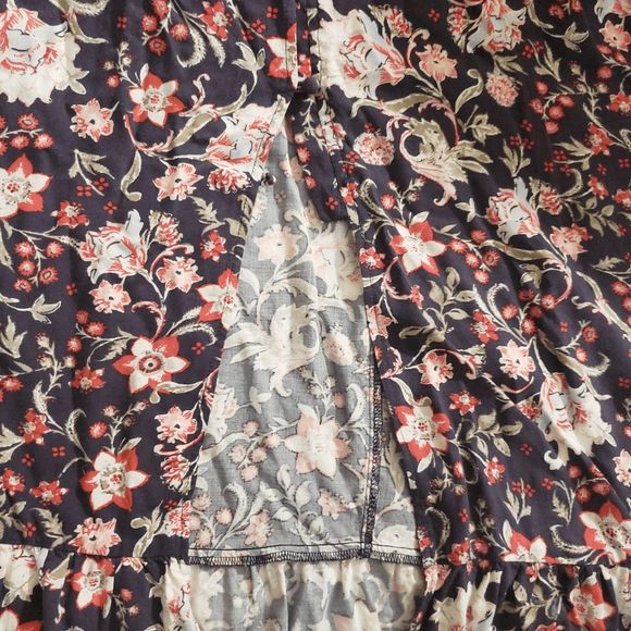 Knox Rose Boho Black Red Floral Tiered Vented Button Front Maxi Skirt Size XL - Picture 9 of 11